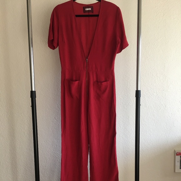 Reformation Red Farah Jumpsuit Bodysuit Size 8 - Picture 3 of 8